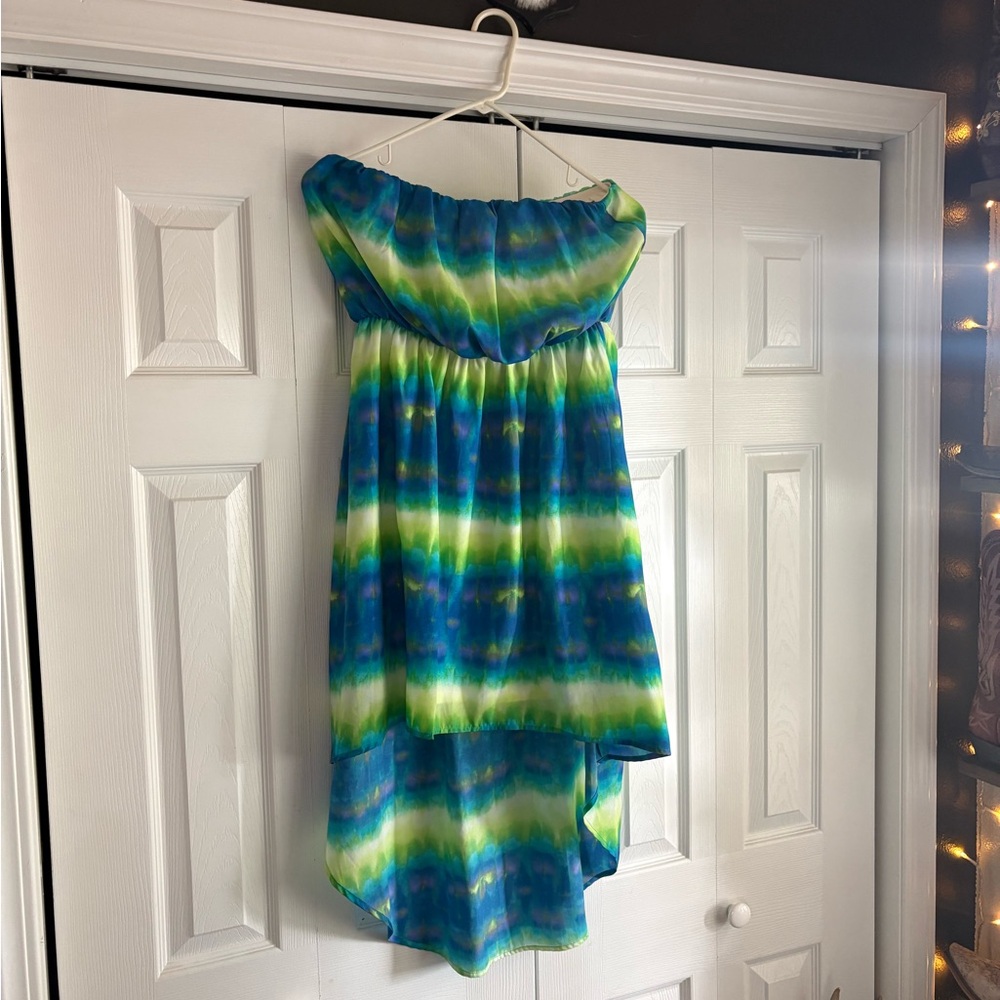 Strapless lightweight Blue/Green Dress